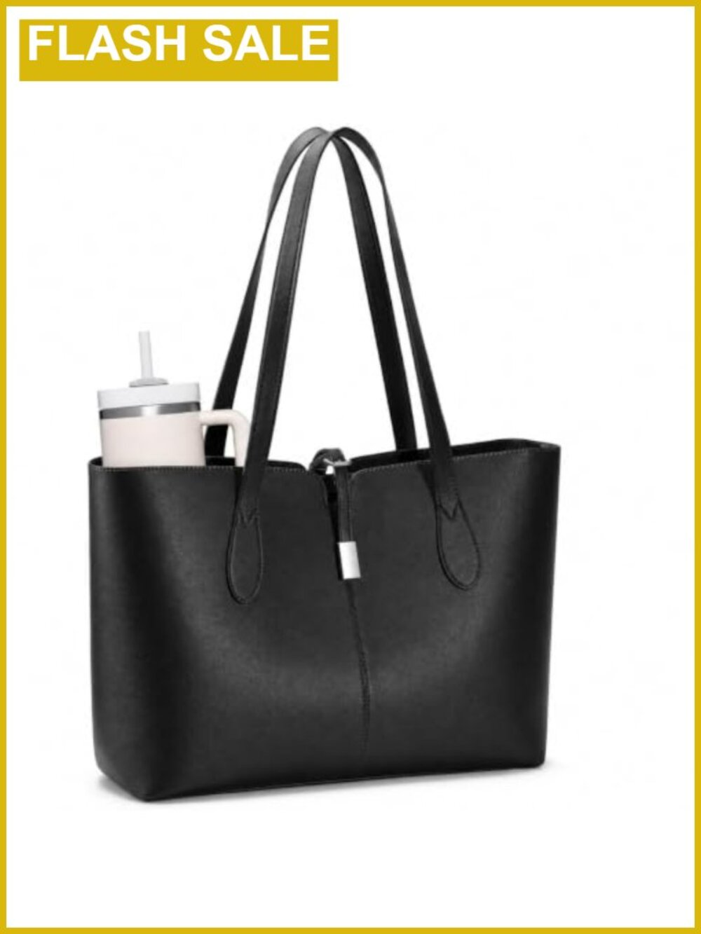 15.6" Laptop Tote Bag for Women, Vegan Leather Work Handbag with Detachable
